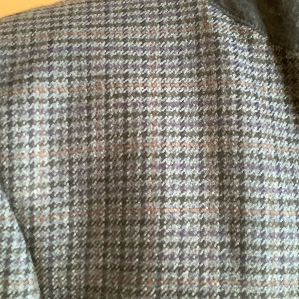 VINTAGE Blue Wool Houndstooth Blazer Oversized Men's 42 XL - Picture 8 of 16